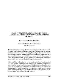 Canon y teaching anthologies : en torno a la enseñanza de la poesía y la pervivencia de ambas | Biblioteca Virtual Miguel de Cervantes