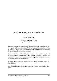 Jorge Guillén, lector de Góngora / Miguel A. Olmos | Biblioteca Virtual Miguel de Cervantes