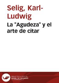 La "Agudeza" y el arte de citar / Karl-Ludwig Selig | Biblioteca Virtual Miguel de Cervantes