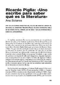 Entrevista a Ricardo Piglia: "Uno escribe para saber qué es la literatura" | Biblioteca Virtual Miguel de Cervantes