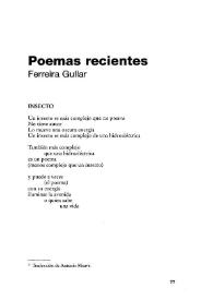 Poemas recientes / Ferreira Gullar | Biblioteca Virtual Miguel de Cervantes