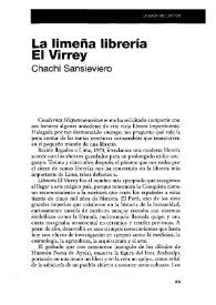 La limeña Librería El Virrey / Chachi Sansieviero | Biblioteca Virtual Miguel de Cervantes