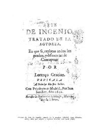Arte de ingenio. Tratado de la agudeza | Biblioteca Virtual Miguel de Cervantes