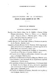 Adquisiciones de la Academia durante el primer semestre del año 1918 | Biblioteca Virtual Miguel de Cervantes