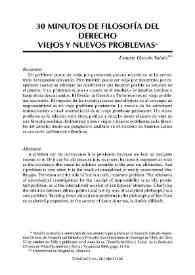 30 minutos de Filosofía del derecho. Nuevos y viejos problemas / Ernesto Garzón Valdés | Biblioteca Virtual Miguel de Cervantes