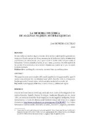 La memoria histórica de algunas mujeres antifranquistas / José Romera Castillo | Biblioteca Virtual Miguel de Cervantes