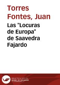 Las "Locuras de Europa" de Saavedra Fajardo / por Juan Torres Fontes | Biblioteca Virtual Miguel de Cervantes