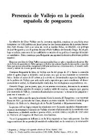 Presencia de Vallejo en la poesía española de posguerra / Francisco Gutiérrez Carbajo | Biblioteca Virtual Miguel de Cervantes