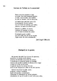 Lectura de Vallejo en la oscuridad / José Ángel Cilleruelo | Biblioteca Virtual Miguel de Cervantes