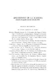 Adquisiciones de la Academia durante el segundo semestre del año 1919 | Biblioteca Virtual Miguel de Cervantes