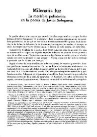 Milenaria luz: La metáfora polisémica en la poesía de Javier Sologuren / Miguel Cabrera | Biblioteca Virtual Miguel de Cervantes