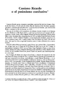 Cassiano Ricardo o el pesimismo combativo / Santiago Kovadloff | Biblioteca Virtual Miguel de Cervantes