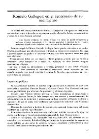 Rómulo Gallegos: en el centenario de su nacimiento / María de las Nieves Pinillos | Biblioteca Virtual Miguel de Cervantes