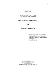 Derecho de Ciudadanía en el Estado de Buenos Aires / por Domingo F. Sarmiento | Biblioteca Virtual Miguel de Cervantes