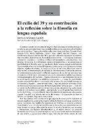El exilio del 39 y su contribución a la reflexión sobre la filosofía en lengua española | Biblioteca Virtual Miguel de Cervantes