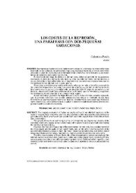 Los costes de la represión. Una paráfrasis con dos pequeñas variaciones | Biblioteca Virtual Miguel de Cervantes