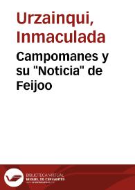 Campomanes y su "Noticia" de Feijoo | Biblioteca Virtual Miguel de Cervantes