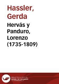 Hervás y Panduro, Lorenzo (1735-1809) / Gerda Hassler | Biblioteca Virtual Miguel de Cervantes