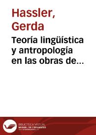Teoría lingüística y antropología en las obras de Lorenzo Hervás y Panduro / Gerda Hassler | Biblioteca Virtual Miguel de Cervantes