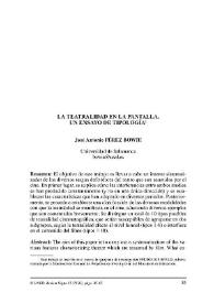 La teatralidad en la pantalla. Un ensayo de tipología / José Antonio Pérez Bowie | Biblioteca Virtual Miguel de Cervantes