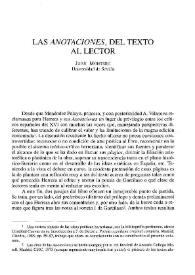 Las "Anotaciones", del texto al lector | Biblioteca Virtual Miguel de Cervantes