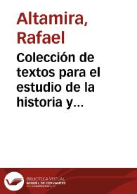 Colección de textos para el estudio de la historia y de las instituciones de América | Biblioteca Virtual Miguel de Cervantes