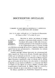 Comisión de Monumentos Históricos y Artísticos de la provincia de Cáceres [Acta de la sesión 1 de octubre de 1920] | Biblioteca Virtual Miguel de Cervantes