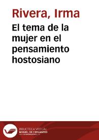 El tema de la mujer en el pensamiento hostosiano | Biblioteca Virtual Miguel de Cervantes