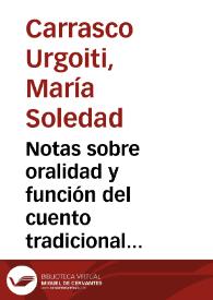 Notas sobre oralidad y función del cuento tradicional en Vicente Espinel / Mª Soledad Carrasco Urgoiti | Biblioteca Virtual Miguel de Cervantes