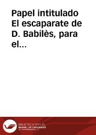 Papel intitulado El escaparate de D. Babilès, para el entretenimiento de las Nauidades. | Biblioteca Virtual Miguel de Cervantes