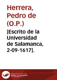 [Escrito de la Universidad de Salamanca, 2-09-1617]. | Biblioteca Virtual Miguel de Cervantes