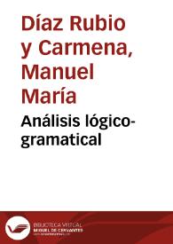Análisis lógico-gramatical | Biblioteca Virtual Miguel de Cervantes