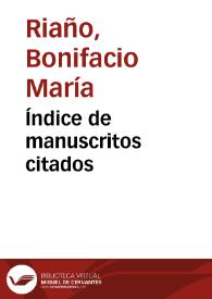 Índice de manuscritos citados | Biblioteca Virtual Miguel de Cervantes