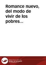 Romance nuevo, del modo de vivir de los pobres estudiantes, que estudian en Valencia | Biblioteca Virtual Miguel de Cervantes