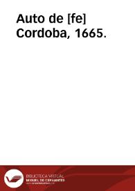 Auto de [fe] Cordoba, 1665. | Biblioteca Virtual Miguel de Cervantes