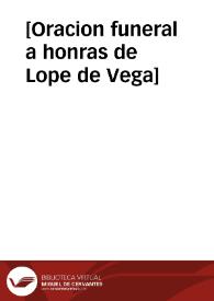 [Oracion funeral a honras de Lope de Vega] | Biblioteca Virtual Miguel de Cervantes