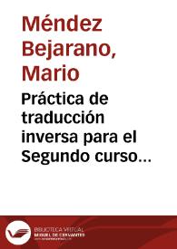 Práctica de traducción inversa para el Segundo curso de francés / por D. Mario Méndez Bejarano... | Biblioteca Virtual Miguel de Cervantes
