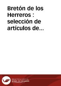 Bretón de los Herreros : selección de artículos de crítica dramática y reflexión teatral / edición de Pau Miret | Biblioteca Virtual Miguel de Cervantes
