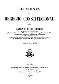 Lecciones de derecho constitucional / por Eugenio M. de Hostos | Biblioteca Virtual Miguel de Cervantes