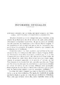 Informe acerca de la obra de Don Gabriel M.ª Vergara "Diccionario etnográfico americano" | Biblioteca Virtual Miguel de Cervantes