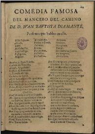 Mancebo del camino / de Iuan Bautista Diamante | Biblioteca Virtual Miguel de Cervantes
