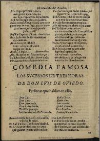 Los sucessos de tres horas / de Don Luis de Ouiedo | Biblioteca Virtual Miguel de Cervantes