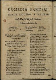 Desde Toledo a Madrid / del Maestro Tirso de Molina | Biblioteca Virtual Miguel de Cervantes