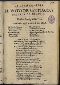 El voto de Santiago y Batalla de Clauijo / de Don Rodrigo de Herrera | Biblioteca Virtual Miguel de Cervantes