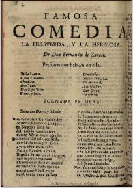 La presumida, y la hermosa [1675?] / de Don Fernando de Zarate | Biblioteca Virtual Miguel de Cervantes