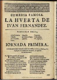 La Huerta de Iuan Fernandez | Biblioteca Virtual Miguel de Cervantes