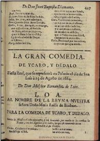 La gran comedia de Ycaro, y Dedalo / de Don Melchor Fernandez de Leon | Biblioteca Virtual Miguel de Cervantes