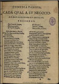 Cada qual a su negocio / de don Geronimo de Cuellar | Biblioteca Virtual Miguel de Cervantes