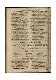 Prudente, sabia, y honrada / de Aluaro Cubillo | Biblioteca Virtual Miguel de Cervantes