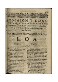 Endimion, y Diana / de D. Melchor Fernandez de Leon | Biblioteca Virtual Miguel de Cervantes